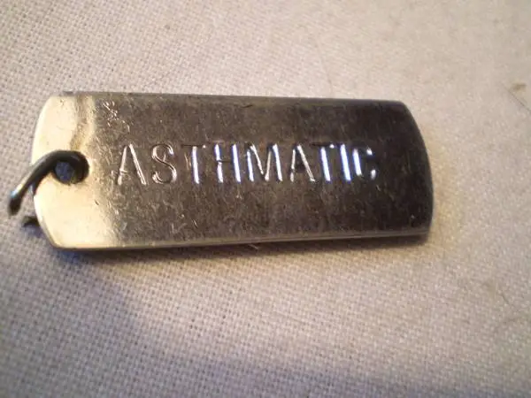 Asthma Medical Alert ID Tag stainless steel  $3