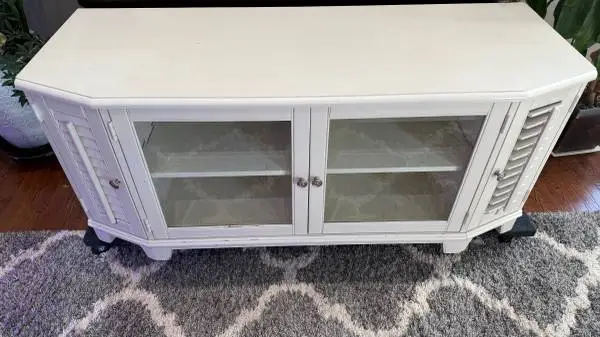 WHITE TV CONSOLE STAND CABINET MEDIA CENTER