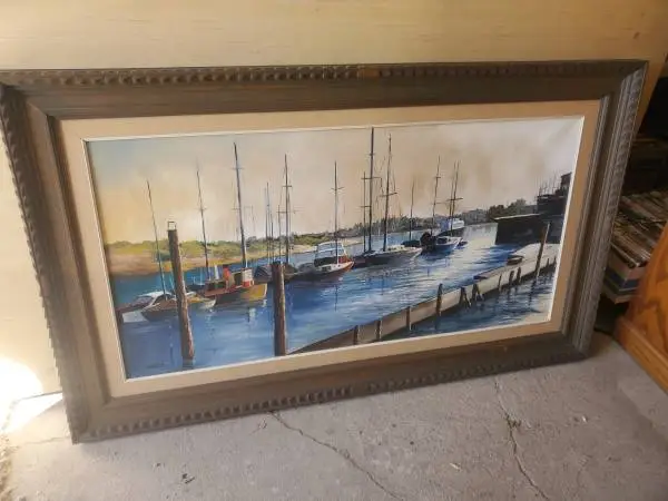 Large dock boats painting