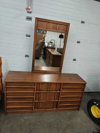 Vintage retro style 9 Drawer Dresser with Mirror
