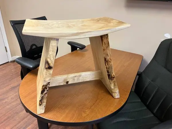 Temple Stool Plant Stand Figured Maple Ambrosia Locally Crafted