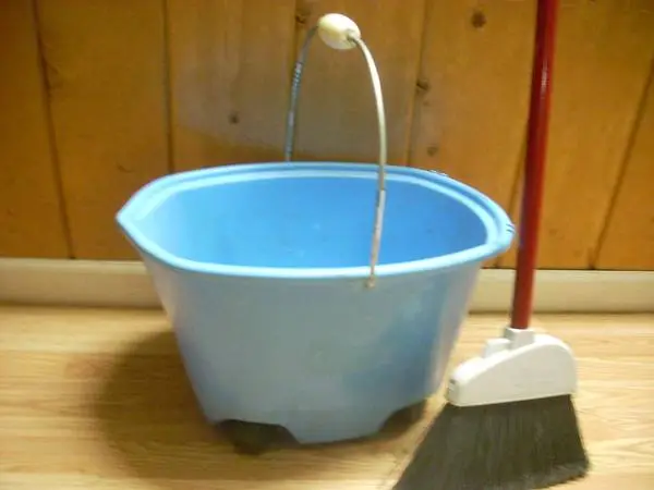 Large 5-gallon blue mop bucket on wheels