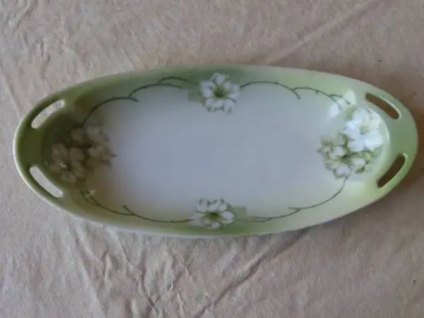 RS Silesia Tillowitz Floral Handled Relish Tray Candy Dish
