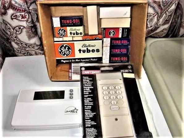 VINTAGE RADIO/TV TUBES, ENERGY STAR THERMOSTAT, GARAGE KEYLESS ENTRY