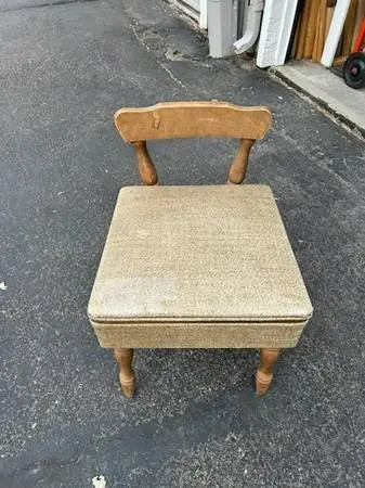 Midcentury Storage Sewing Seat/Vanity Chair