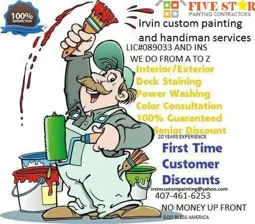 Irvin Custom Painting and handyman services lic#089033 cell 4074616253