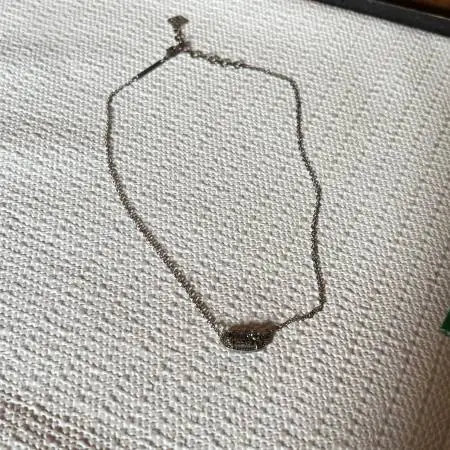 Kendra Scott 18 Silver Necklace with Sparkling Oval Charm