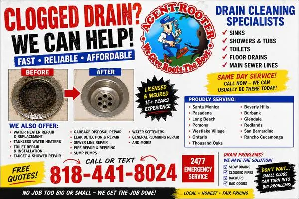 CLOGGED DRAIN? SAME DAY PLUMBER 🚿 DRAIN CLEANING ROOTER SINK SHOWER