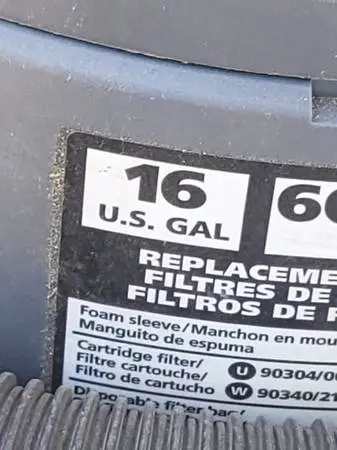 16 GAL. SHOP VACUUM.WET OR DRY