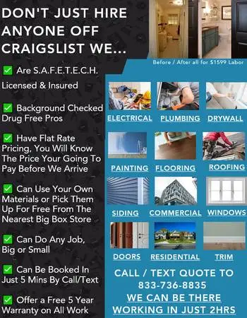 Same Day Services Handyman Plumbing Electrical Drywall Painting & More