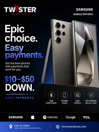 $10-$50 DOWN FOR ANY PHONE AT TWISTER WIRELESS
