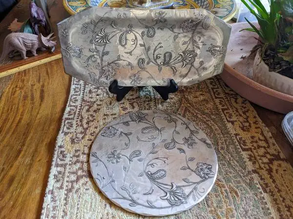 WENDELL AUGUST Set of 2 Handmade Tray & Trivet USA