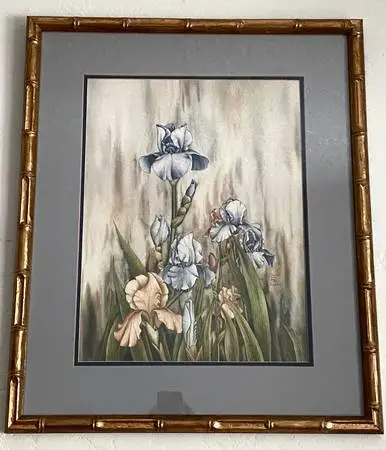 Bearded Irises Lithograph By Carmel Foret