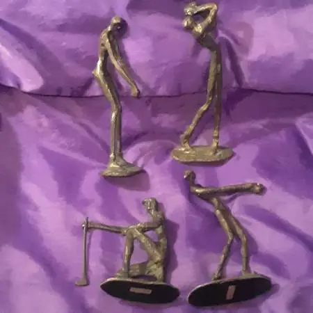 Set of 4 Bronze Vintage Golf Statues
