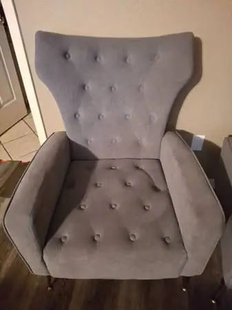 2 Wayfair Grey tufted wingback chairs