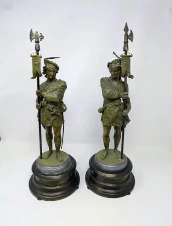 Early 20th Century Renaissance Style Italian Spelter Guards (pair)