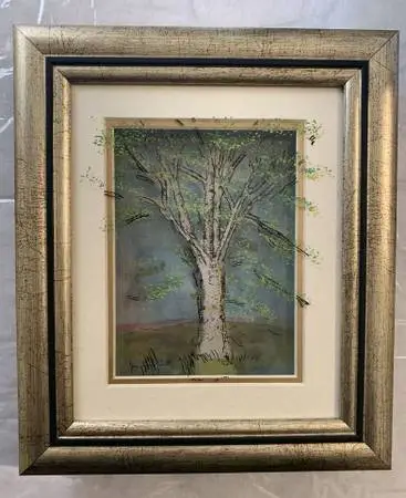 Jean-Pierre Weill Vitreograph Art 3D Frame Glass Painting Tree of Life