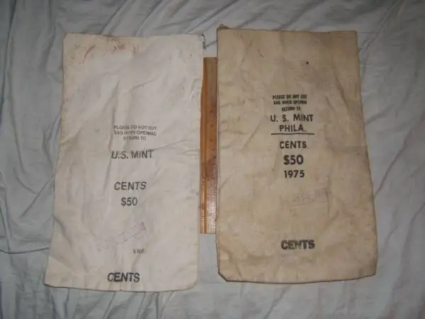 Vintage US Mint Canvas $50 Cents Coin Bank Bag Empty(Lot of 2)👍