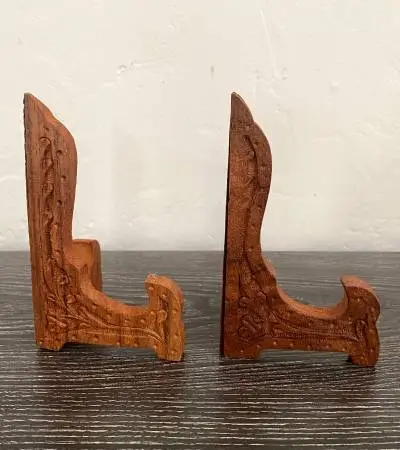 Vintage Hand-Carved Wood Easel, Set Of 2