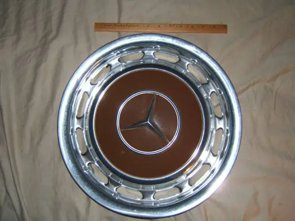 Mercedes-Benz Vintage Dish Hubcap 9.5 Brown and Chrome