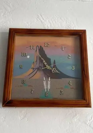 Framed Navajo Sand Painting Wall Clock