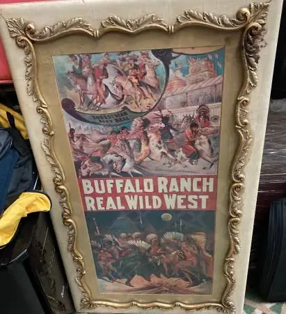 Buffalo Ranch Real Wild West Original Art Work in a Decorative Frame