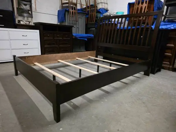 Modern Espresso Color Slat Style Queen Bed Frame