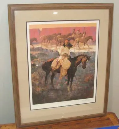 Framed Painting: Cohise by Kenneth Riley Lithograph, CA