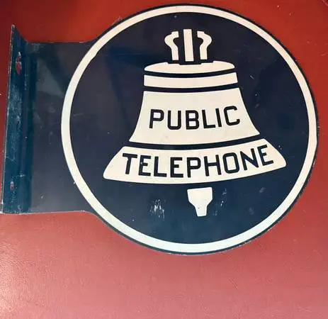 1950s public Bell Telephone18” Porcelain Double sided flange very good