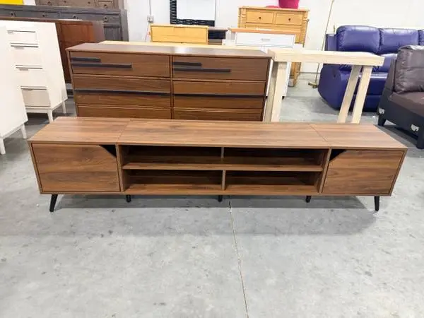 Walker Edison Noah 70 Dark Walnut TV Console Table TVs Up To 80