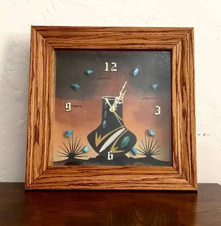 Vintage Navajo Sand Painting Clock