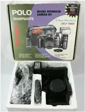 Vintage Polo Sharpshots Kit 3006 35mm Film Camera, Lens, Flash - Works