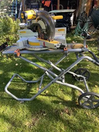 Dewalt DWS 779 12 inch chop saw on Ridgid foldable stand