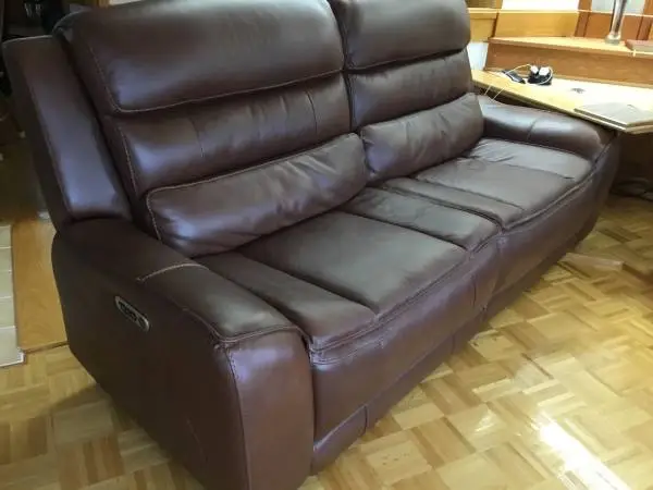 Beautiful Leather Couch-90” Long -Full Power Head+ Leg Rest