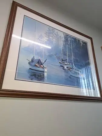 Large glass and wood framed print