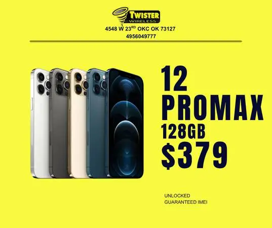 iPhone 12 Pro Max 128GB $379 - Unlocked - Twister Wireless OKC