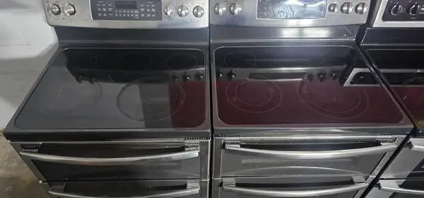1 ge profile stainless 5 burner smooth top double oven electric ranges