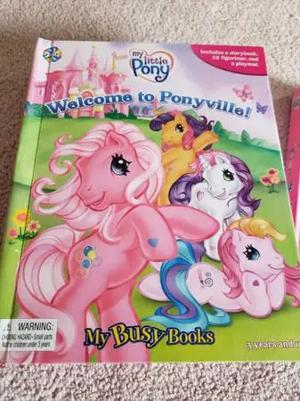 2 Vintage My Little Pony Puzzle and Activity Book with 12 Figurines