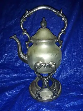 Antique Silver on Copper Crown B & C Kettle Teapot