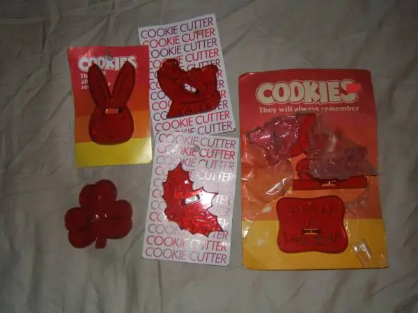 Vintage HRM red clear Plastic CROWN Cookie Cutters  made in new jersey