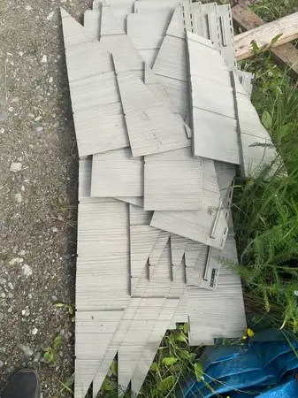 Clay color shake style vinyl siding