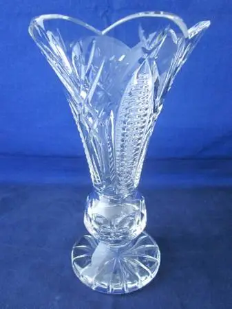 WATERFORD CRYSTAL Vase 8 Footed Scalloped Edge