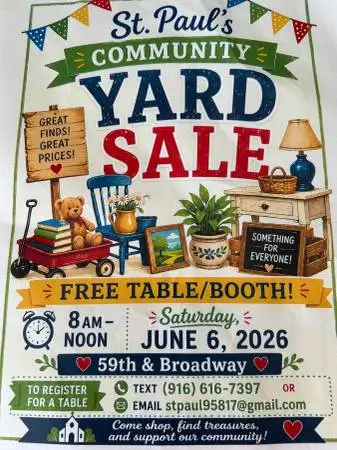 FREE VENDOR SPACE at St Pauls Community Yard Sale