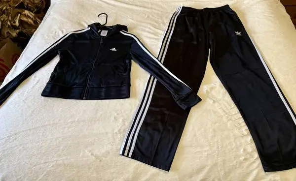 Black & White Adidas Track Suit Athletic Lounge Wear