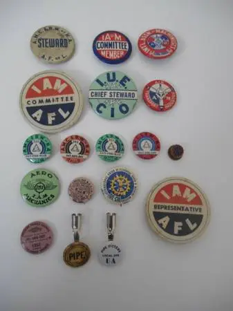 Group of vintage trade union pin back buttons