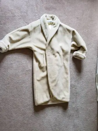 Donnybrook Faux Fur Long Coat Lined Size Medium Ivory Color