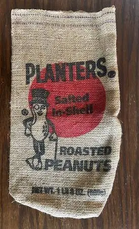 Old  Planter’s Peanut burlap sack advertising “Mr. Peanut” Great Shape