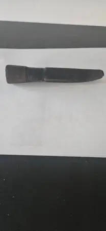 knife sheath, leather & brass, OLD!