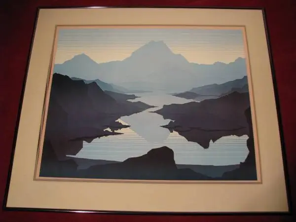 ART FRAMED PICTURE - Mountain Lake ....... (27x 31)
