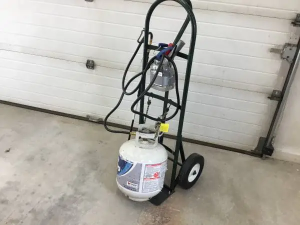 Weed Burner on Hand Truck with 20# Propane Bottle